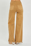 Mocha Frayed Wide Leg Jeans