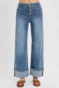 Sylvia Patch Pocket Wide Cuff Jeans