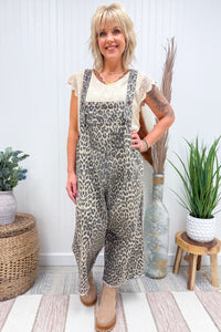 Cheetah Cropped Overalls