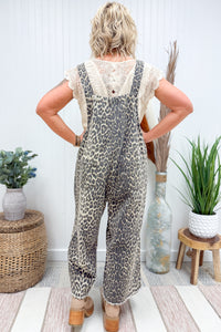 Cheetah Cropped Overalls