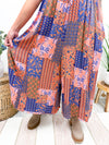 Coral and Blue Patchwork Romper