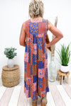 Coral and Blue Patchwork Romper