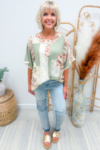 * RESTOCK* POL Lace + Floral Patchwork Top