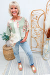 * RESTOCK* POL Lace + Floral Patchwork Top