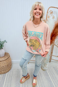 Pink Dreamer Leopard Graphic Sweatshirt