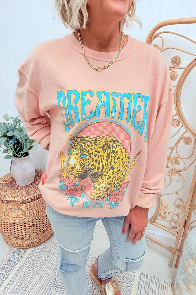 Pink Dreamer Leopard Graphic Sweatshirt