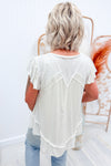 POL White Button Down Lace Top