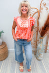 Orange Mix Print Blouse