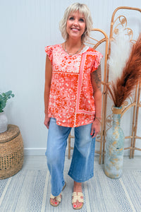 Orange Mix Print Blouse