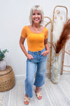 Neon Orange Stretchy Ribbed Tee