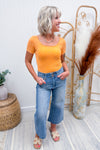 Neon Orange Stretchy Ribbed Tee