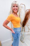 Neon Orange Stretchy Ribbed Tee