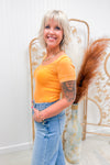 Neon Orange Stretchy Ribbed Tee