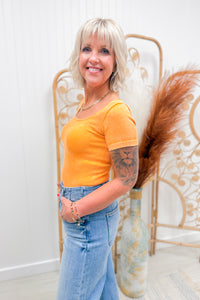 Neon Orange Stretchy Ribbed Tee