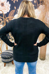 Black Round Neck Pocket Sweater
