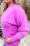 Bright Mauve Terry Pullover Sweatshirt