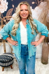 Dusty Teal Vintage Washed Gauze Button Up