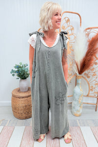Ash Mineral Wash Floral Jumpsuit