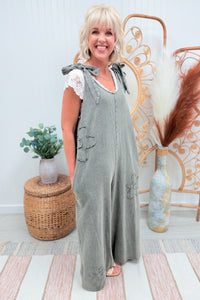 Ash Mineral Wash Floral Jumpsuit