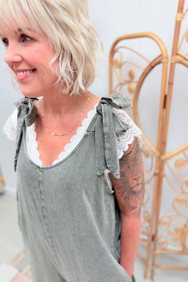 Ash Mineral Wash Floral Jumpsuit