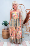 Pink Floral Boho Cotton Maxi Dress