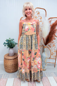 Pink Floral Boho Cotton Maxi Dress