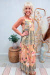 Pink Floral Boho Cotton Maxi Dress
