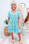 Teal Boho Babydoll Dress