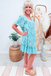 Teal Boho Babydoll Dress