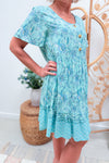 Teal Boho Babydoll Dress