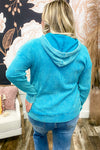 Teal Washed Baby Waffle Knit Hoodie