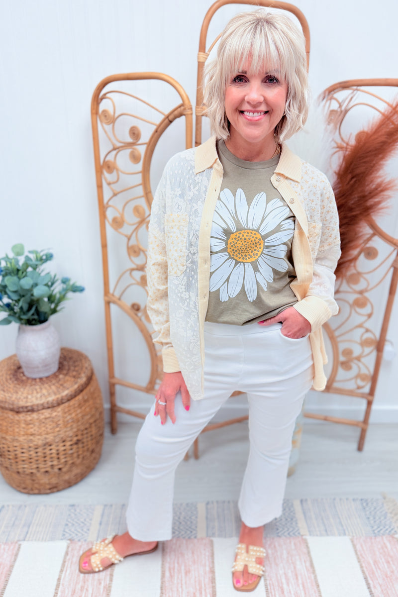 Yellow Patch Lace Gauze Top