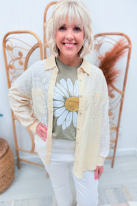 Yellow Patch Lace Gauze Top