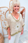 *RESTOCK* POL Olive Loose Knit Flower Sweater