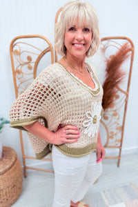 *RESTOCK* POL Olive Loose Knit Flower Sweater