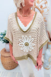 *RESTOCK* POL Olive Loose Knit Flower Sweater
