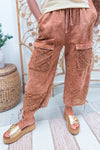 Red Bean Crochet Twill Jogger Pants