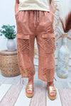 Red Bean Crochet Twill Jogger Pants