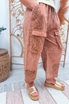 Red Bean Crochet Twill Jogger Pants