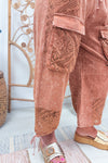 Red Bean Crochet Twill Jogger Pants