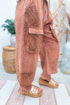 Red Bean Crochet Twill Jogger Pants