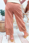 Red Bean Crochet Twill Jogger Pants