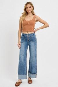 Sylvia Patch Pocket Wide Cuff Jeans