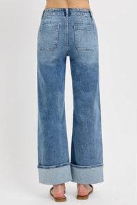 Sylvia Patch Pocket Wide Cuff Jeans