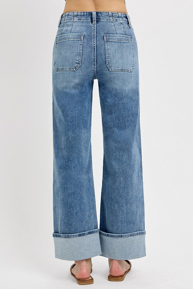 Sylvia Patch Pocket Wide Cuff Jeans