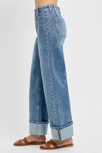 Sylvia Patch Pocket Wide Cuff Jeans