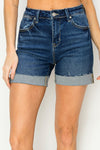 Maeve Cuff Dark Denim Shorts