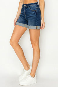 Maeve Cuff Dark Denim Shorts